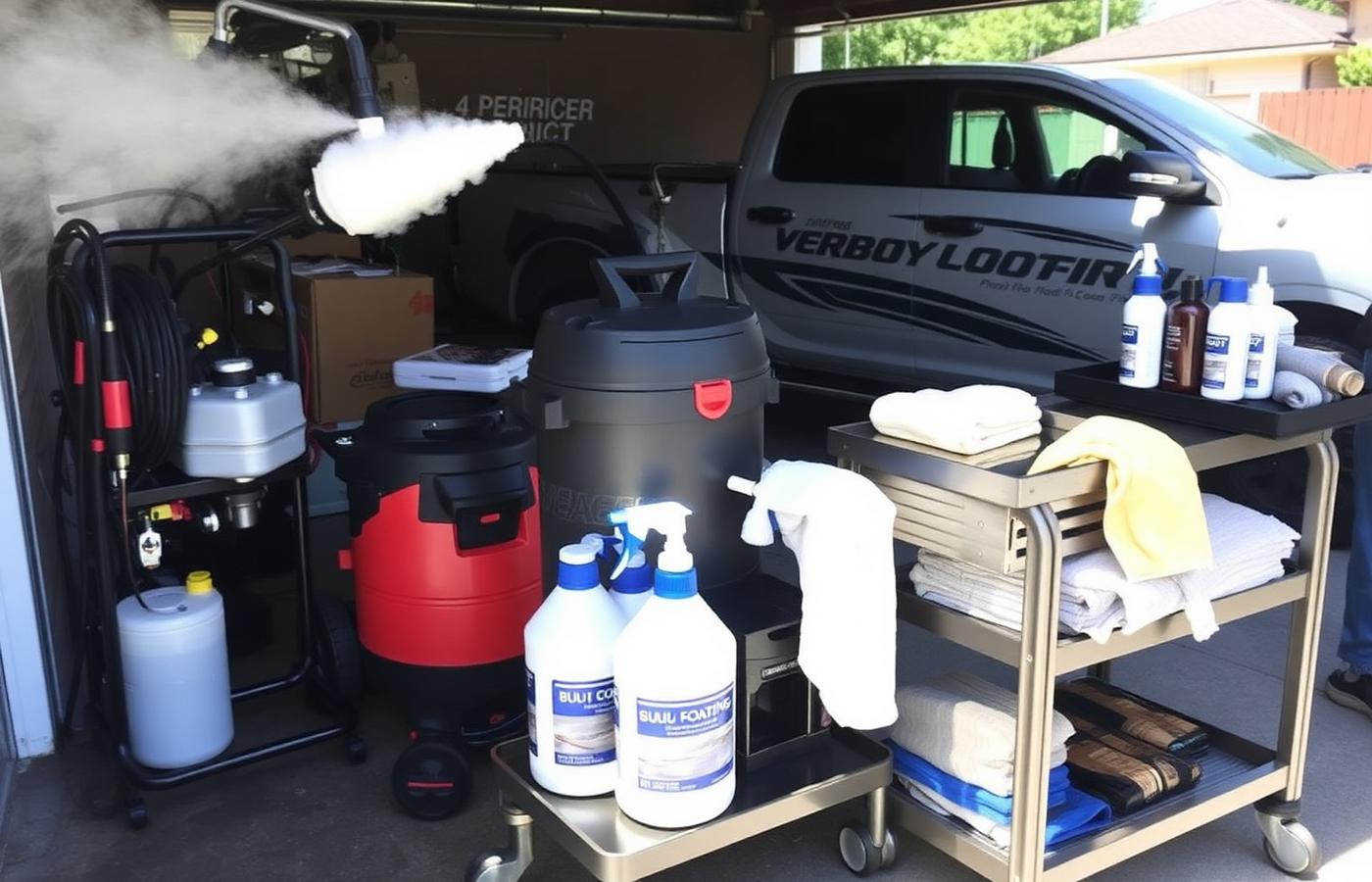 Mobile detailer working from their van setup
